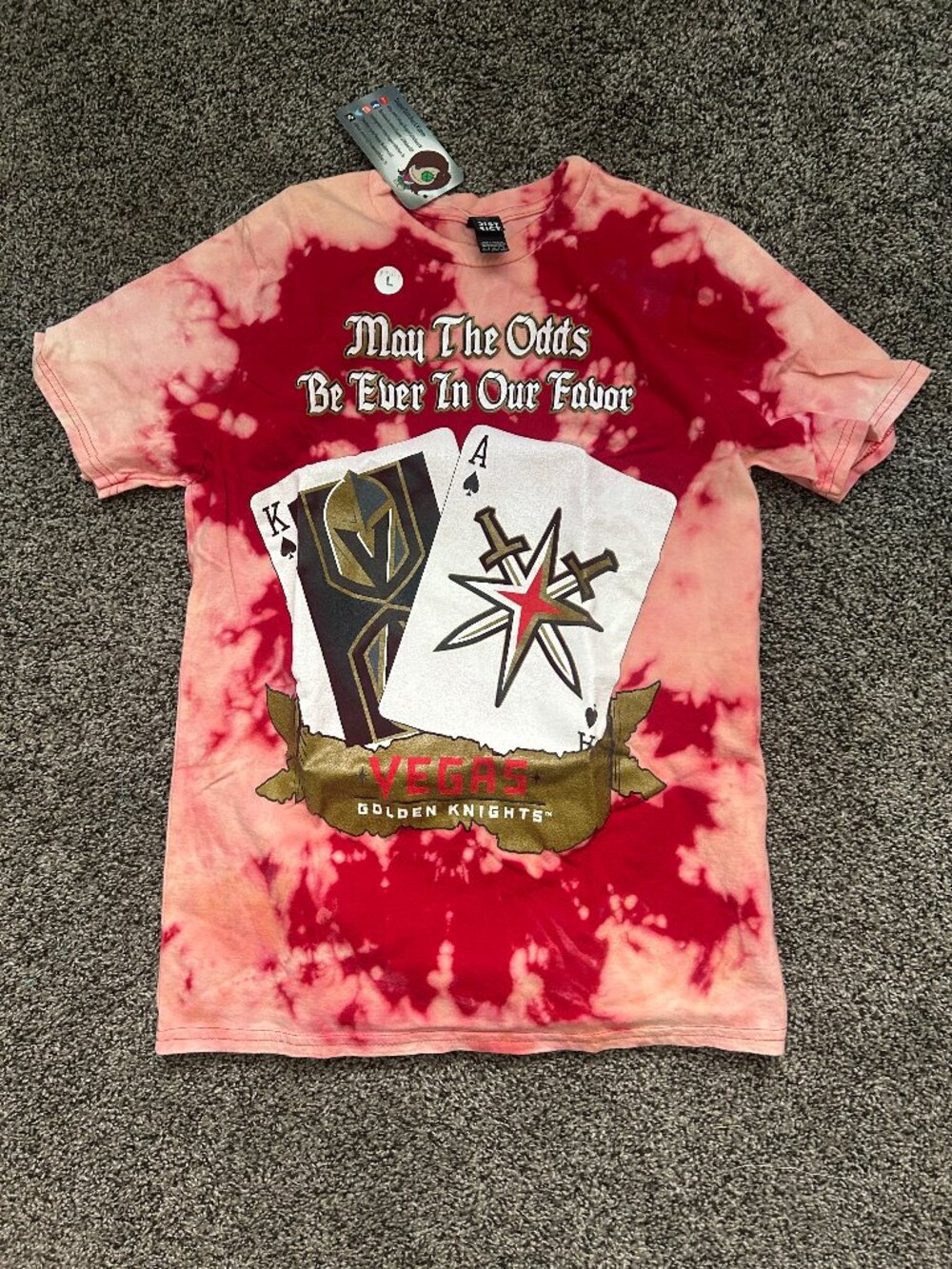 Vegas Golden Knights (VGK) Playing Cards Bleached Tie-Dye T-Shirt